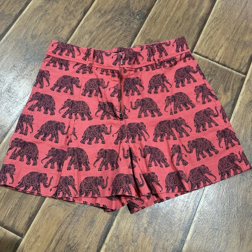 J. Crew Pink Elephant Print High Waist Shorts